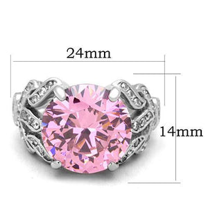 TK1512 - High polished (no plating) Stainless Steel Ring with AAA Grade CZ  in Rose