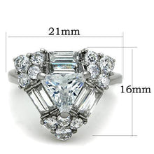 Load image into Gallery viewer, TK1527 - High polished (no plating) Stainless Steel Ring with AAA Grade CZ  in Clear