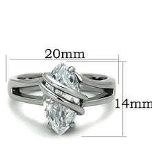 Load image into Gallery viewer, TK1531 - High polished (no plating) Stainless Steel Ring with AAA Grade CZ  in Clear