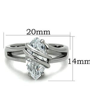 TK1531 - High polished (no plating) Stainless Steel Ring with AAA Grade CZ  in Clear