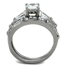 Load image into Gallery viewer, TK1535 - High polished (no plating) Stainless Steel Ring with AAA Grade CZ  in Clear