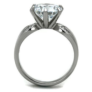 TK1536 - High polished (no plating) Stainless Steel Ring with AAA Grade CZ  in Clear