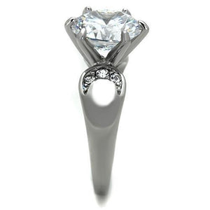 TK1536 - High polished (no plating) Stainless Steel Ring with AAA Grade CZ  in Clear