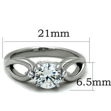 Load image into Gallery viewer, TK1539 - High polished (no plating) Stainless Steel Ring with AAA Grade CZ  in Clear