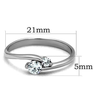 TK1544 - High polished (no plating) Stainless Steel Ring with AAA Grade CZ  in Clear