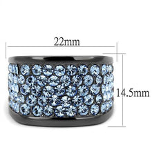 Load image into Gallery viewer, TK1545LJ - IP Light Black  (IP Gun) Stainless Steel Ring with Top Grade Crystal  in Light Sapphire