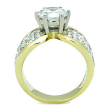 Load image into Gallery viewer, TK1547 - Two-Tone IP Gold (Ion Plating) Stainless Steel Ring with AAA Grade CZ  in Clear