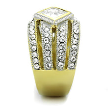 Load image into Gallery viewer, TK1551 - Two-Tone IP Gold (Ion Plating) Stainless Steel Ring with AAA Grade CZ  in Clear