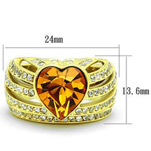 Load image into Gallery viewer, TK1563 - IP Gold(Ion Plating) Stainless Steel Ring with Top Grade Crystal  in Topaz