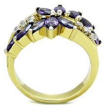 Load image into Gallery viewer, TK1568 - Two-Tone IP Gold (Ion Plating) Stainless Steel Ring with AAA Grade CZ  in Amethyst