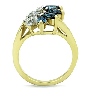TK1573 - Two-Tone IP Gold (Ion Plating) Stainless Steel Ring with Top Grade Crystal  in Montana