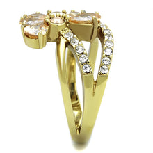 Load image into Gallery viewer, TK1574 - IP Gold(Ion Plating) Stainless Steel Ring with AAA Grade CZ  in Champagne
