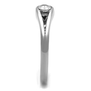 TK1581 - High polished (no plating) Stainless Steel Ring with AAA Grade CZ  in Clear