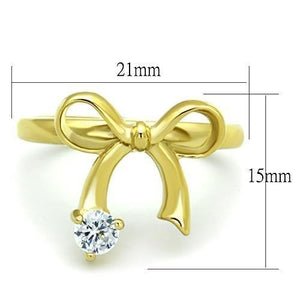 TK1585 - IP Gold(Ion Plating) Stainless Steel Ring with AAA Grade CZ  in Clear