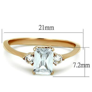 TK1589 - IP Rose Gold(Ion Plating) Stainless Steel Ring with AAA Grade CZ  in Clear