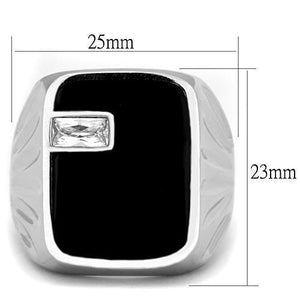 TK1598 - High polished (no plating) Stainless Steel Ring with AAA Grade CZ  in Clear
