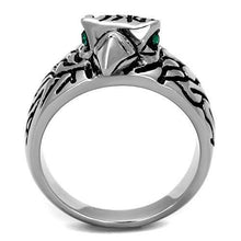 Load image into Gallery viewer, TK1600 - High polished (no plating) Stainless Steel Ring with Top Grade Crystal  in Emerald