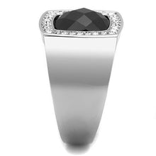 Load image into Gallery viewer, TK1616 - High polished (no plating) Stainless Steel Ring with Semi-Precious Onyx in Jet