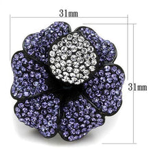 Load image into Gallery viewer, TK1618 - IP Black(Ion Plating) Stainless Steel Ring with Top Grade Crystal  in Tanzanite