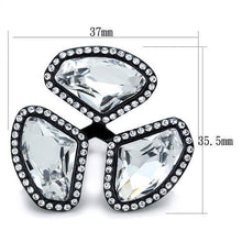 Load image into Gallery viewer, TK1619 - IP Black(Ion Plating) Stainless Steel Ring with Top Grade Crystal  in Clear