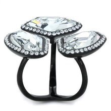 Load image into Gallery viewer, TK1619 - IP Black(Ion Plating) Stainless Steel Ring with Top Grade Crystal  in Clear