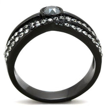 Load image into Gallery viewer, TK1620 - IP Black(Ion Plating) Stainless Steel Ring with Top Grade Crystal  in Hematite