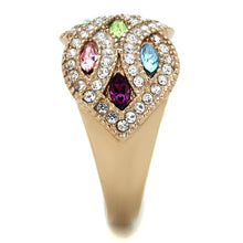 Load image into Gallery viewer, TK1632 - IP Rose Gold(Ion Plating) Stainless Steel Ring with Top Grade Crystal  in Multi Color