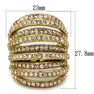 TK1637 - IP Gold(Ion Plating) Stainless Steel Ring with Top Grade Crystal  in Light Peach