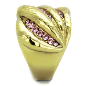TK1638 - IP Gold(Ion Plating) Stainless Steel Ring with Top Grade Crystal  in Light Rose
