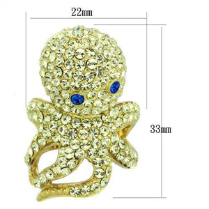 TK1640 - IP Gold(Ion Plating) Stainless Steel Ring with Top Grade Crystal  in Multi Color