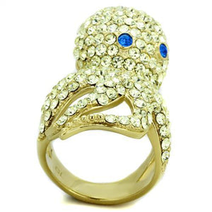 TK1640 - IP Gold(Ion Plating) Stainless Steel Ring with Top Grade Crystal  in Multi Color