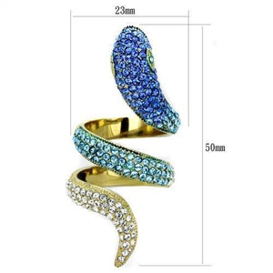 TK1641 - IP Gold(Ion Plating) Stainless Steel Ring with Top Grade Crystal  in Multi Color
