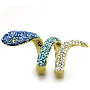 TK1641 - IP Gold(Ion Plating) Stainless Steel Ring with Top Grade Crystal  in Multi Color