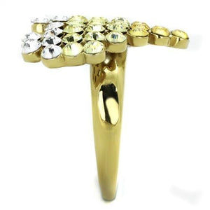 TK1642 - IP Gold(Ion Plating) Stainless Steel Ring with Top Grade Crystal  in Multi Color