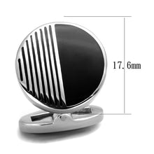 Load image into Gallery viewer, TK1654 - High polished (no plating) Stainless Steel Cufflink with Epoxy  in Jet