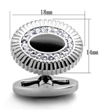 Load image into Gallery viewer, TK1656 - High polished (no plating) Stainless Steel Cufflink with Top Grade Crystal  in Clear