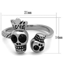 Load image into Gallery viewer, TK1661 High polished (no plating) Stainless Steel Ring with Top Grade Crystal in Jet