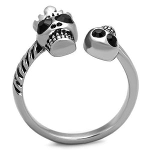 TK1661 High polished (no plating) Stainless Steel Ring with Top Grade Crystal in Jet