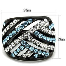 Load image into Gallery viewer, TK1663 - Two-Tone IP Black Stainless Steel Ring with Top Grade Crystal  in Sea Blue