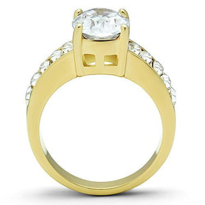 TK1675 - IP Gold(Ion Plating) Stainless Steel Ring with AAA Grade CZ  in Clear