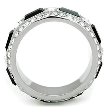 Load image into Gallery viewer, TK1677 - High polished (no plating) Stainless Steel Ring with Top Grade Crystal  in Jet