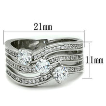 Load image into Gallery viewer, TK1683 - High polished (no plating) Stainless Steel Ring with AAA Grade CZ  in Clear