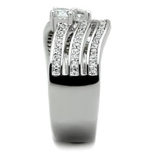 Load image into Gallery viewer, TK1683 - High polished (no plating) Stainless Steel Ring with AAA Grade CZ  in Clear