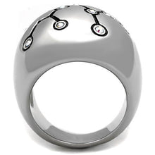 Load image into Gallery viewer, TK1685 - High polished (no plating) Stainless Steel Ring with Top Grade Crystal  in White AB