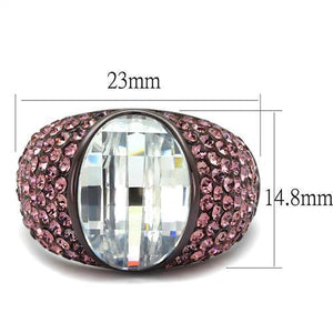 TK1692DC - IP Dark Brown (IP coffee) Stainless Steel Ring with AAA Grade CZ  in Clear