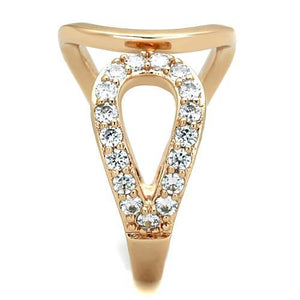 TK1694 - IP Rose Gold(Ion Plating) Stainless Steel Ring with AAA Grade CZ  in Clear
