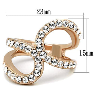 TK1695 - IP Rose Gold(Ion Plating) Stainless Steel Ring with Top Grade Crystal  in Clear