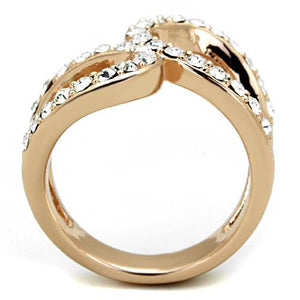 TK1695 - IP Rose Gold(Ion Plating) Stainless Steel Ring with Top Grade Crystal  in Clear