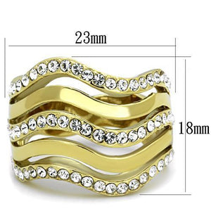TK1700 - IP Gold(Ion Plating) Stainless Steel Ring with Top Grade Crystal  in Clear