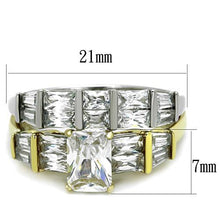 Load image into Gallery viewer, TK1708 - Two-Tone IP Gold (Ion Plating) Stainless Steel Ring with AAA Grade CZ  in Clear